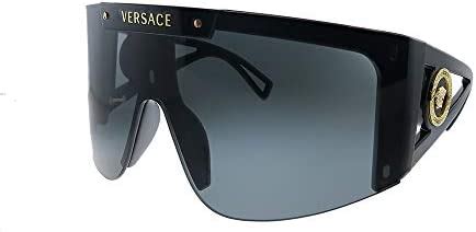 Versace VE 4393 Plastic Womens Shield Sunglasses Black 